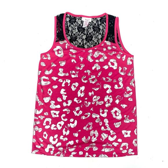 Cheetah Animal Print Lace Back Tank Top - Picture 1 of 9